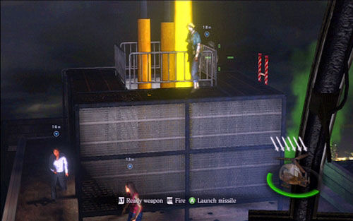 On the second rooftop you have to save people, but besides that you should also shoot a zombie with explosives, standing next to the antenna - Chapter 5 - The Helicopter Flight | Adas campaign - Adas campaign - Resident Evil 6 Game Guide