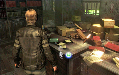 After scene with an alarm and huge zombie attack, go to the adjacent room and examine desks there - Chapter I | Emblems - Leon - Emblems - Leon - Resident Evil 6 Game Guide