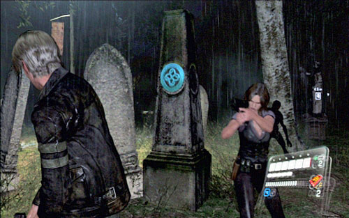 Go around the graves on the left and youll find an emblem on one of them - Chapter II | Emblems - Leon - Emblems - Leon - Resident Evil 6 Game Guide