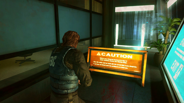 Moving forward, you get to the place with the orange blocade - Ghosts of Veltro - part I - Episode 3 - Resident Evil: Revelations - Game Guide and Walkthrough