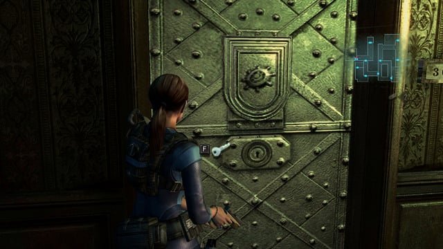 Moving forward, visit a room with a helmet symbol - Ghosts of Veltro - part II - Episode 3 - Resident Evil: Revelations - Game Guide and Walkthrough