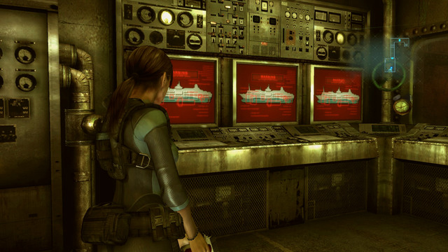 Corridors lead you to the computer which informs you about a lack of power - Secrets Uncovered - part II - Episode 5 - Resident Evil: Revelations - Game Guide and Walkthrough