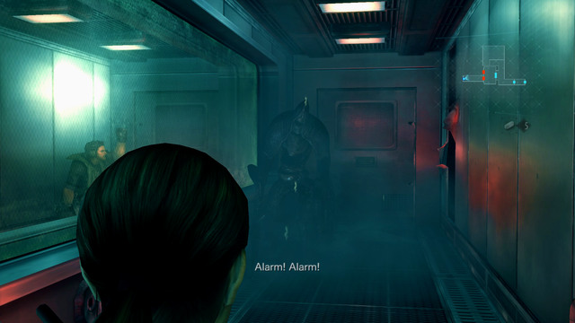 This monster has shield-like limb, which protects him against bullets - All on the Line - part III - Episode 8 - Resident Evil: Revelations - Game Guide and Walkthrough