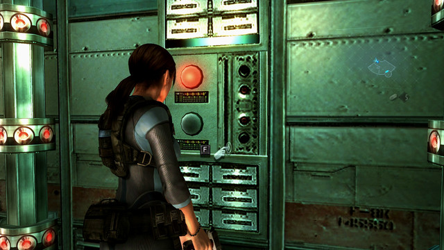 Using Genesis go through the barriers to the switch and push the button - No Exit - part II - Episode 9 - Resident Evil: Revelations - Game Guide and Walkthrough