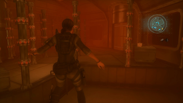 Now you have to return to Chris, swimming over lasers and getting through the broken pane - No Exit - part II - Episode 9 - Resident Evil: Revelations - Game Guide and Walkthrough