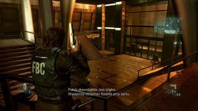 After a short cut scene move forward and use an elevator at the end of corridor - Revelations - part II - Episode 11 - Resident Evil: Revelations - Game Guide and Walkthrough