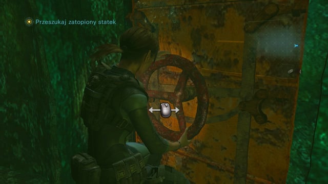 At the beginning, turn the big red valve and get through the door on the other side - The Queen is Dead - part I - Episode 12 - Resident Evil: Revelations - Game Guide and Walkthrough