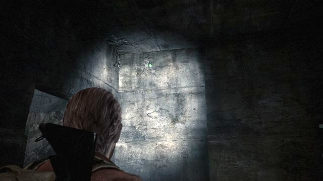 The emerald is right under the ceiling- shoot it down and pick it up - Go to the tower | Penal Colony - Barry - Penal Colony - Barry - Resident Evil: Revelations 2 Game Guide