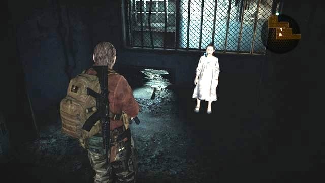 The spot, where Natalie can squeeze through the hole. - Cross the building | Penal Colony - Barry - Penal Colony - Barry - Resident Evil: Revelations 2 Game Guide