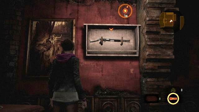 A more interesting thing, however, is the shotgun on the wall, right next to the big painting (the screenshot) - Go to the tower | Contemplation - Claire - Contemplation - Claire - Resident Evil: Revelations 2 Game Guide