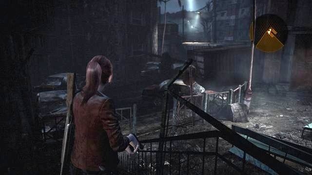 In the passage between the buildings, watch out for the single opponent - Go to the tower | Contemplation - Claire - Contemplation - Claire - Resident Evil: Revelations 2 Game Guide