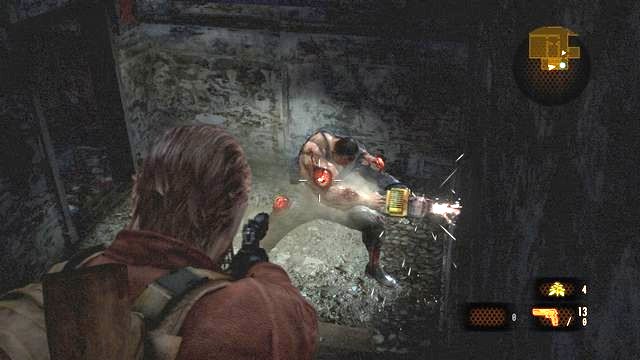 Firing at Pedro becomes much easier after he jams his drill in the wall. - Go to the tower - Mutant Pedro | Contemplation - Barry - Contemplation - Barry - Resident Evil: Revelations 2 Game Guide
