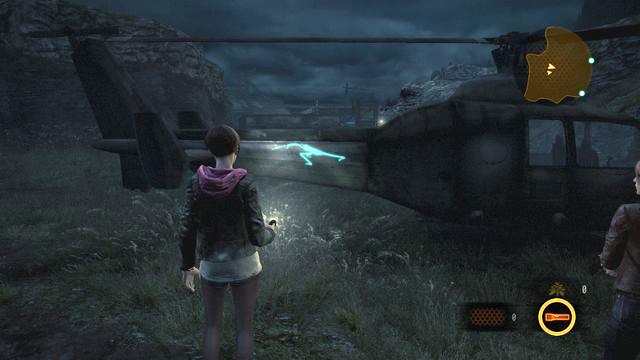 After you walk into the glade with the helicopter on, walk around the chopper, on the other side - Kafka drawings (Moira) - Contemplation | Emblems - Episode 2 - Contemplation - Tower emblems - Resident Evil: Revelations 2 Game Guide