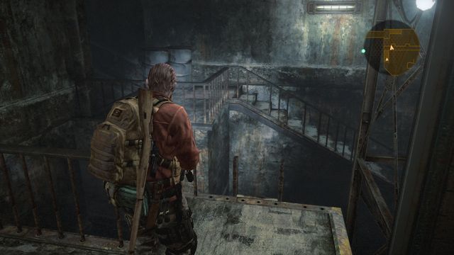 When on top, you will find a brick on the right (Insect Larva under the scaffolding) and you will be attacked by enemies when downstairs. - Leave the sewers | Judgement - Barry - Judgement - Barry - Resident Evil: Revelations 2 Game Guide