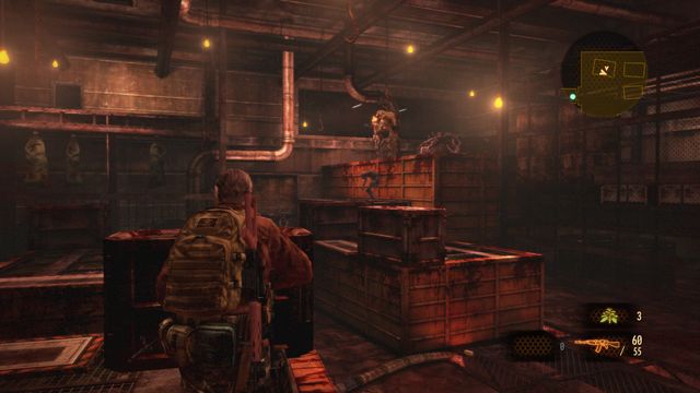 Try to remain on containers, it will make avoiding enemy attacks easier. - Find Alex - continuing after finding Emblem key | Metamorphosis - Barry - Metamorphosis - Barry - Resident Evil: Revelations 2 Game Guide