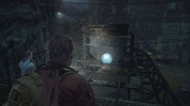 In the place where you will go down the mine in elevator - Metamorphosis - Barry | Emblems - Episode 4 - Metamorphosis - Tower emblems - Resident Evil: Revelations 2 Game Guide