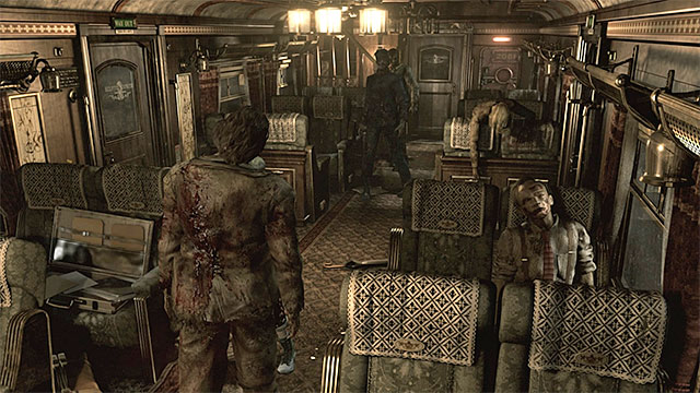 To avoid wasting ammunition, kill only the zombie in the bottom part of the screen - Exploring first cars | Ecliptic Express Train Walkthrough - Ecliptic Express Train - Resident Evil Zero HD Game Guide & Walkthrough