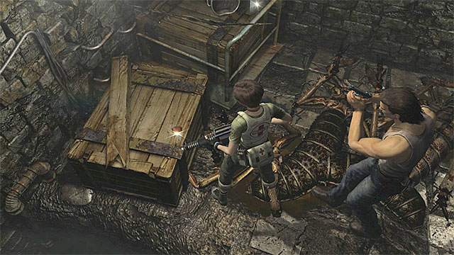 Collect the key after you have dealt with giant insects - Exploring the testing area | Training Facility Basement Walkthrough - Training Facility Basement - Resident Evil Zero HD Game Guide & Walkthrough