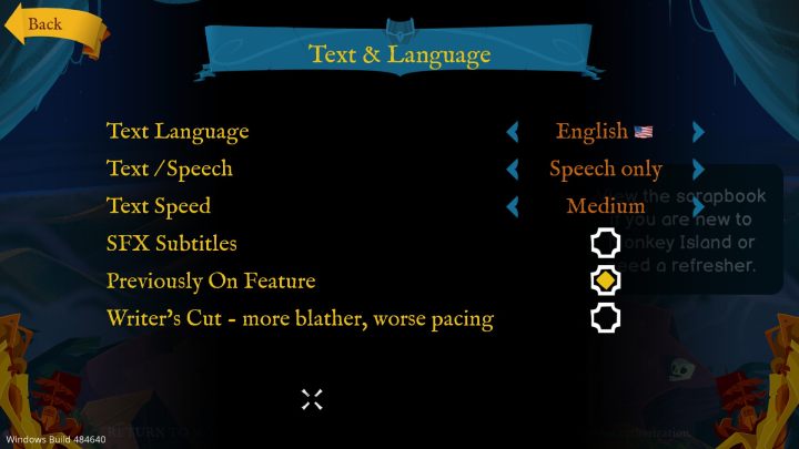 Return to Monkey Island has set English subtitles as default - Return to Monkey island: Language versions - Appendix - Return to Monkey Island Walkthrough