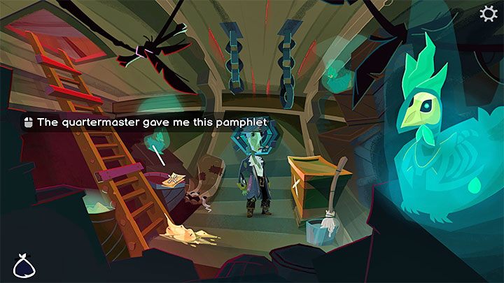 There you will find a Pamphlet that you received from the Quartermaster - Return to Monkey Island: Sail to Monkey Island - walkthrough - Part 2 - A Dangerous Journey - Return to Monkey Island Walkthrough