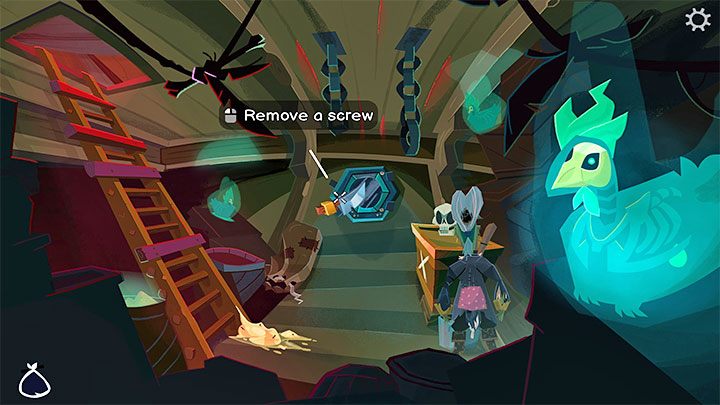 Use the Knife to unscrew the 3 greased screws - Return to Monkey Island: Sail to Monkey Island - walkthrough - Part 2 - A Dangerous Journey - Return to Monkey Island Walkthrough