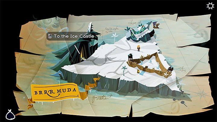 After reaching the island, go through the town and bring up the island map - Return to Monkey Island: Brrr Muda Island Golden Key - walkthrough - Part 4 - Things Get Complicated - Return to Monkey Island Walkthrough