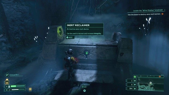 Reclaimer is one of the alien devices that you will come across during the exploration of the Atropos planet - Returnal: Healing - how to restore health? - Combat - Returnal Guide