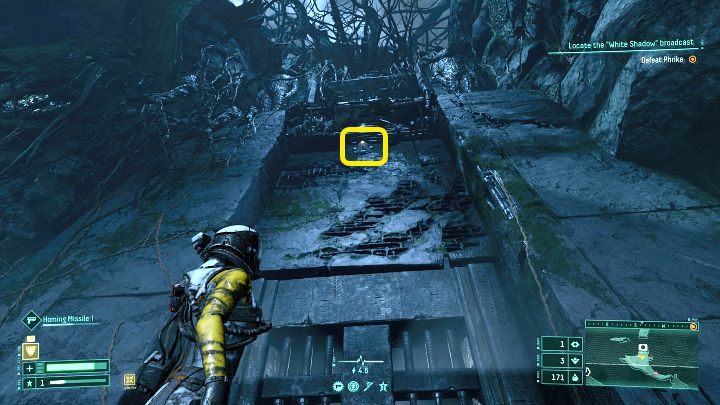 There is always a distinctive switch with a blinking yellow-red light near the grating room, which must be located and then shot to activate the gate opening mechanism - Returnal: Items behind bars - how to reach them? - Exploration - Returnal Guide