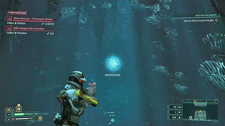 Testing the Delphic viewfinder is part of the mandatory exploration of the 6 - Return: Edges, high shelves - how to get? - Exploration - Returnal Guide