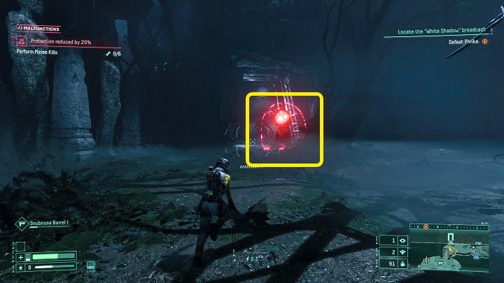 Opponents with additional protection are easy to distinguish because of the red barrier around them - Return: Enemys barrier - how to destroy? - FAQ - Returnal - game guide