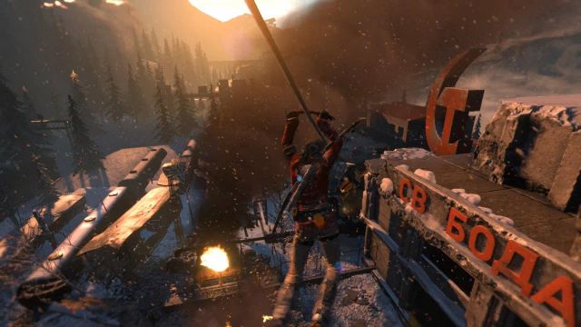 Zip down the line into the part of the camp that has been inaccessible - Rise of the Tomb Raider: Investigate the helicopter landing area, walkthrough - Among the Enemy - Rise of the Tomb Raider Guide