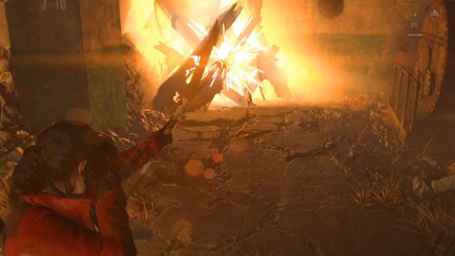 Up ahead, there is a blocked passageway - Rise of the Tomb Raider: Investigate the helicopter landing area, walkthrough - Among the Enemy - Rise of the Tomb Raider Guide