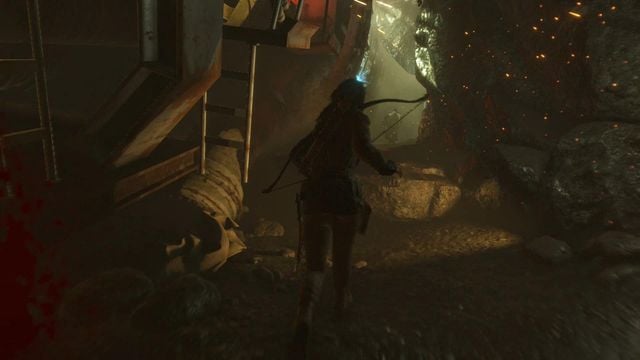 When chaos around starts and boulders start falling from everywhere, do not look back - sprint through the corridor and pass by the blocked passages - Rise of the Tomb Raider: Find a way through the mountain, walkthrough - Shortcut - Rise of the Tomb Raider Guide