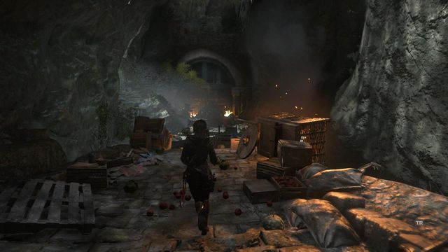 After you cross the gate, run up a little and turn left - Rise of the Tomb Raider: Find a way into the Acropolis, walkthrough - Into the Acropolis - Rise of the Tomb Raider Guide
