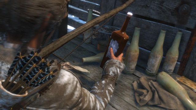 Here, Lara finds several bottles, thanks to which you can craft Molotov cocktails, i - Rise of the Tomb Raider: Climb the copper mill to reach the mine, walkthrough - Alone Again - Rise of the Tomb Raider Guide