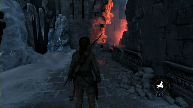 In the corridor, in front of the entrance to the big chamber - Rise of the Tomb Raider: Relics, murals and chests, Abandoned Mine secrets - Abandoned Mine - Rise of the Tomb Raider Guide
