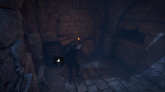from Tower Courtyard, walk over to a larger chamber, where you find a descent into the catacombs - Rise of the Tomb Raider: Chests, murals, The Acropolis secrets, locations, tips - The Acropolis - Rise of the Tomb Raider Guide