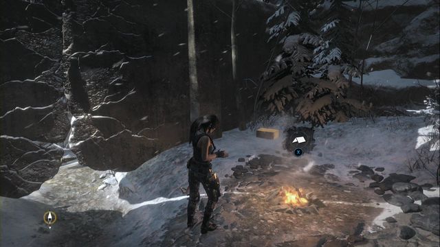 The box is by the campfire in Weather Station - Rise of the Tomb Raider: Relics, murals, Research Base secrets, locations, tips - Research Base - Rise of the Tomb Raider Guide