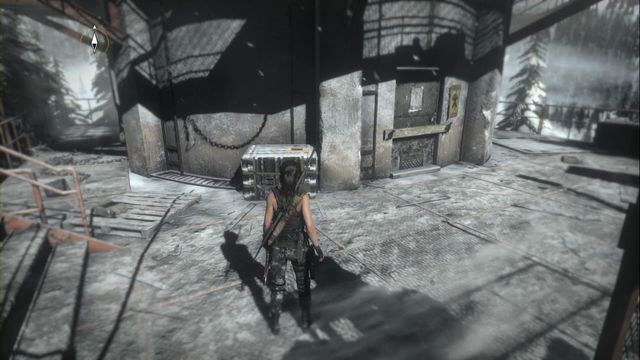 On the crate in front of the weather station entrance - Rise of the Tomb Raider: Documents, Research Base secrets, locations, tips - Research Base - Rise of the Tomb Raider Guide