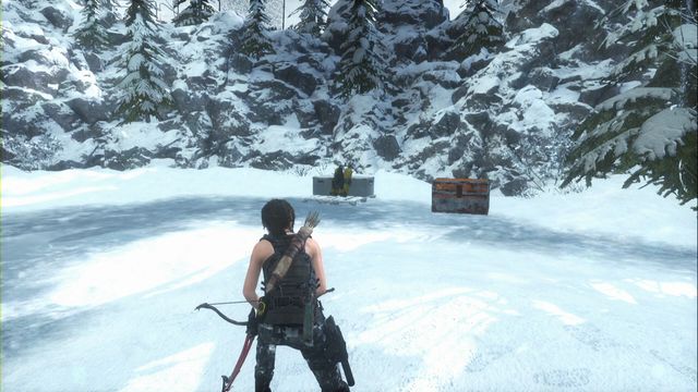 In the skating rink, where there are two semicircular, orange tents - Rise of the Tomb Raider: Chests and challenges, Research Base secrets, locations - Research Base - Rise of the Tomb Raider Guide