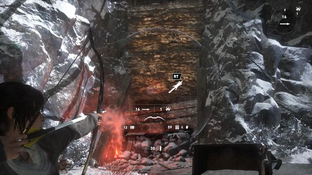 After you defeat the initial few opponents, you can climb over the wooden wall - Rise of the Tomb Raider: Find your way to the Trinity base, walkthrough - Tracking Down Trinity - Rise of the Tomb Raider Guide