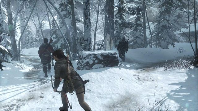 Watch out for the guards, for the whole time - Rise of the Tomb Raider: Find your way to the Trinity base, walkthrough - Tracking Down Trinity - Rise of the Tomb Raider Guide