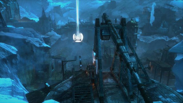 Press RT button to adjust the force of the shot - Rise of the Tomb Raider: Get through the first gate, walkthrough - The Frozen City - Rise of the Tomb Raider Guide
