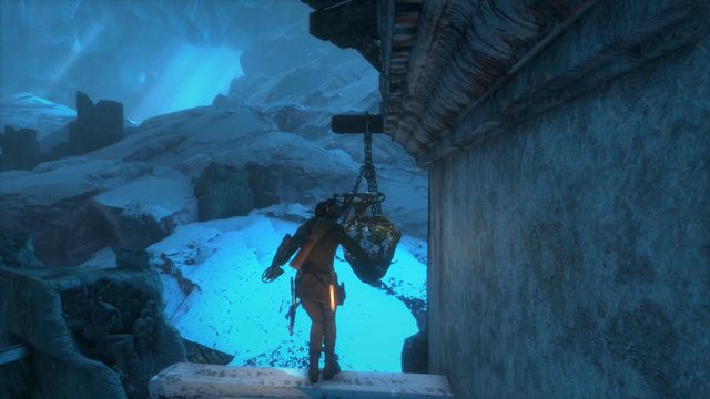 Climb up the tower and jump towards the object hanging on chains which, after it turns allows you to go higher - Rise of the Tomb Raider: Go to the other trebuchet, walkthrough - Gate Crasher - Rise of the Tomb Raider Guide