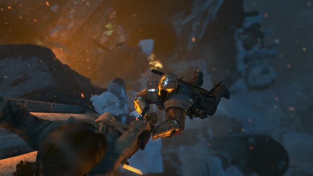 To prevent falling down,, try to aim your pistol at the head of the Deathless - Rise of the Tomb Raider: Reach the top of the tower, walkthrough - Ascension - Rise of the Tomb Raider Guide