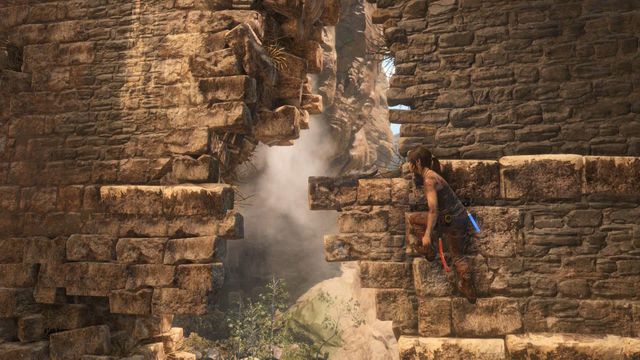 Move left and jump to the other side of the hole in the wall - Rise of the Tomb Raider: Find the entrance to the Prophets Tomb walkthrough - Syria - Lost tomb - Rise of the Tomb Raider Guide