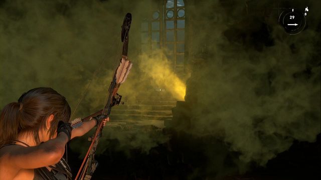 Shoot a burning arrow towards the released gas. - Rise of the Tomb Raider: Tomb - Chamber of Exorcism 9/9, Lost City secrets - Lost City - Rise of the Tomb Raider Guide