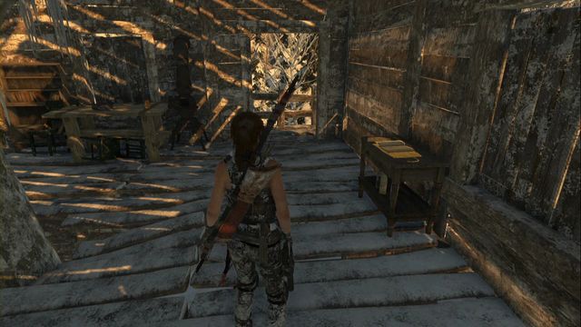 On the table inside the chalet, right above the campfire in Logging Camp - Rise of the Tomb Raider: Documents, Soviet Installation secrets, map, tips - Soviet Installation - Rise of the Tomb Raider Guide