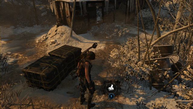 In the spot, where you meet the first soldiers of the Trinity - Rise of the Tomb Raider: Survival Caches, Soviet Installation secrets, map, tips - Soviet Installation - Rise of the Tomb Raider Guide