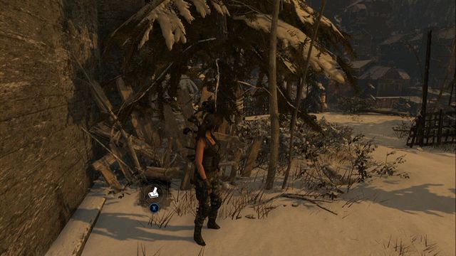 At the wall - Rise of the Tomb Raider: Survival Caches, Soviet Installation secrets, map, tips - Soviet Installation - Rise of the Tomb Raider Guide